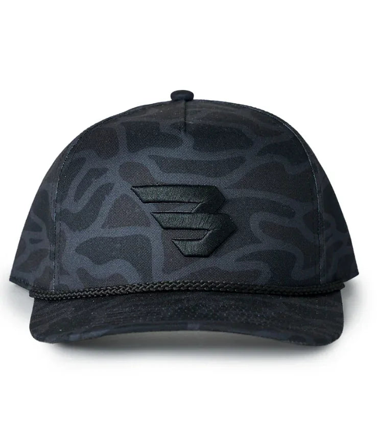 a Burlebo Cap in Sleek black camo pattern  for men's everyday wear 