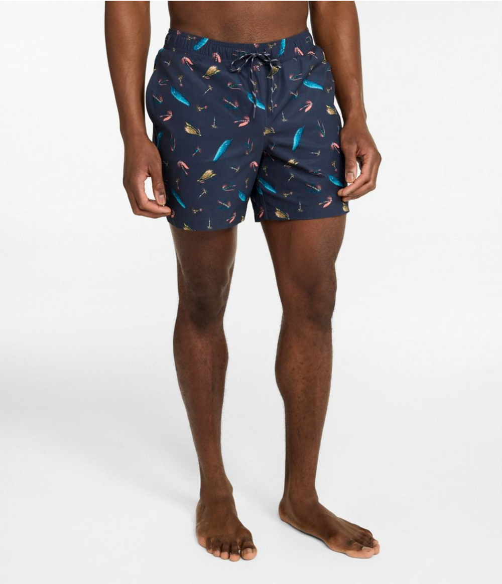 LL Bean Men's Vacationland Stretch Swim Trunks, Print, 6"