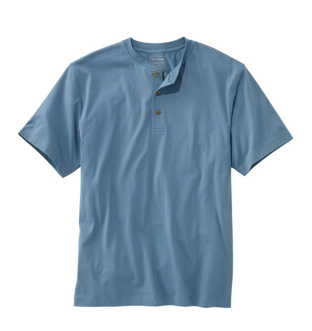 LL Bean Men's Carefree Unshrinkable Tee, Traditional Fit, Henley