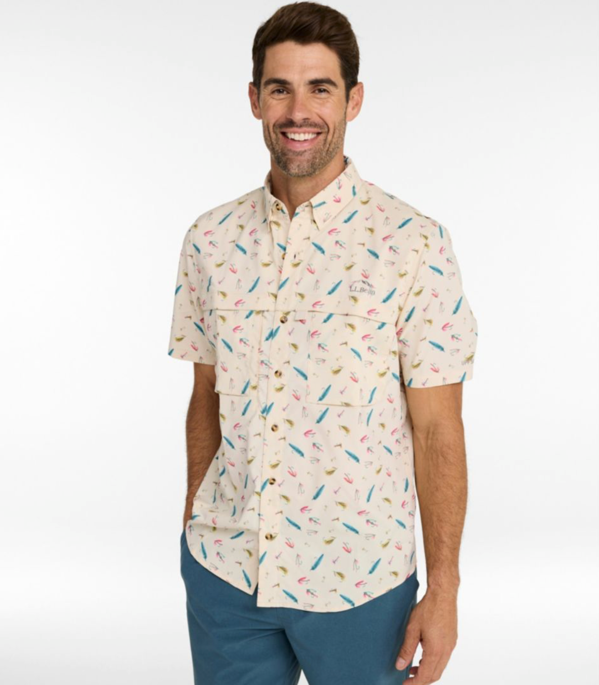 LL Bean Men's Tropicwear Shirt, Short-Sleeve Print