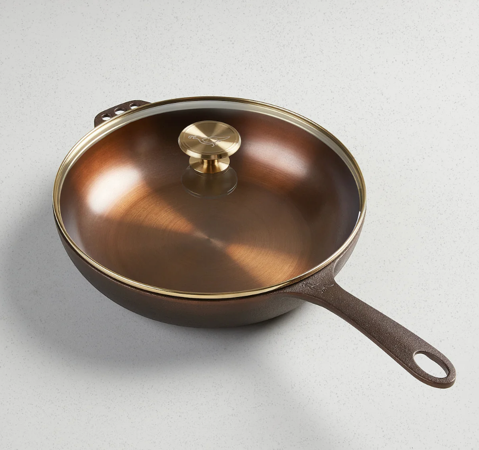 Smithey Ironware Deep Skillet + Glass Lid No. 11