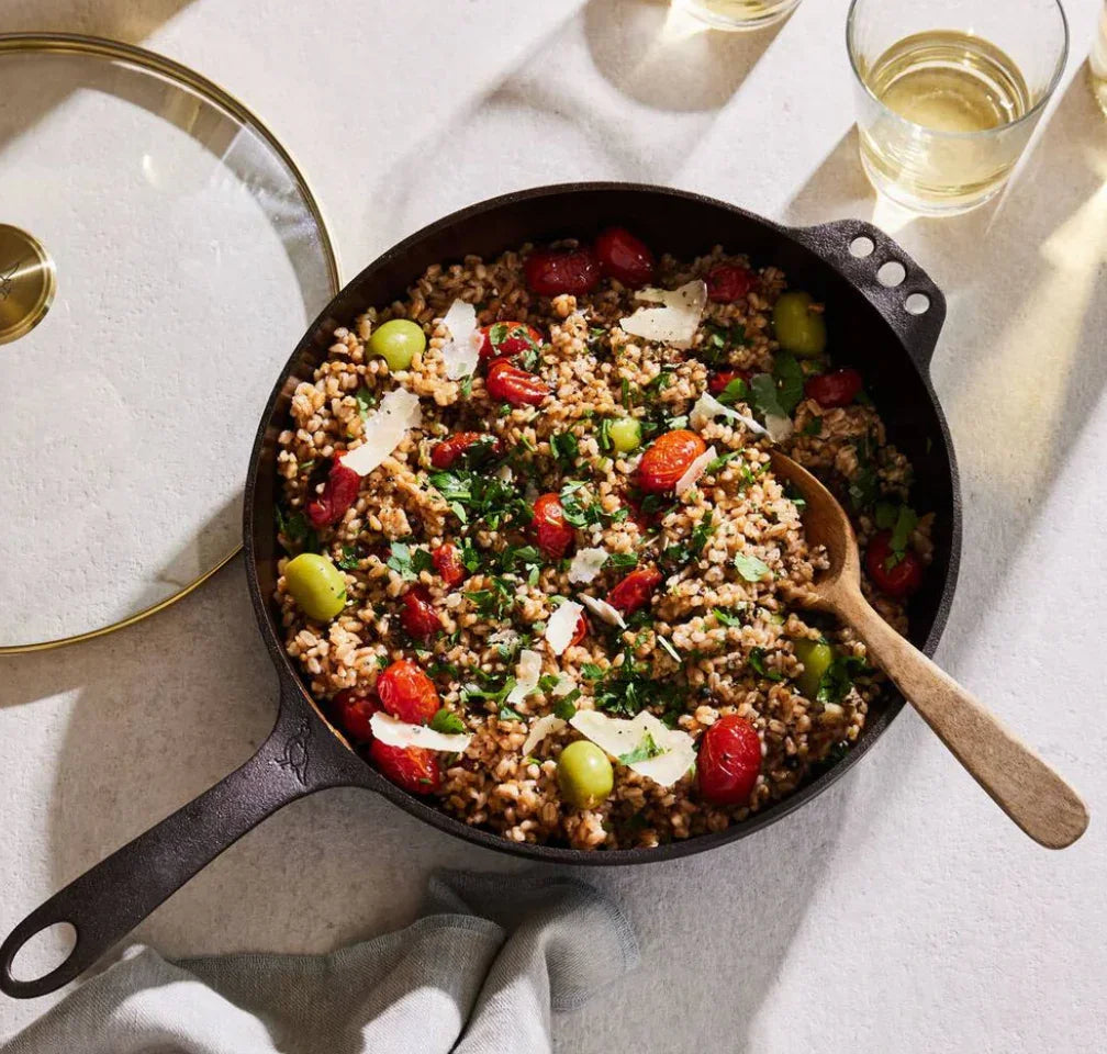 Smithey Ironware Deep Skillet + Glass Lid No. 11