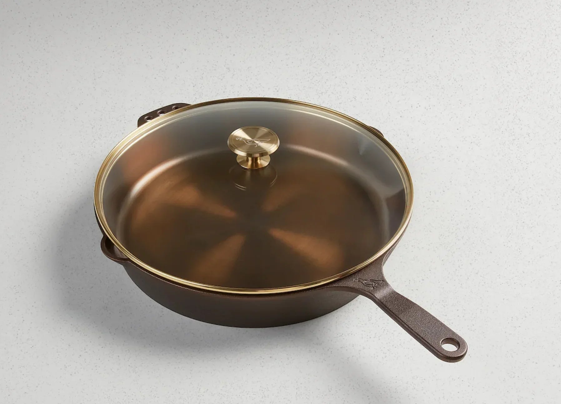 Smithey Ironware Glass Lid Premium Cookware Frying Pan- Bronze