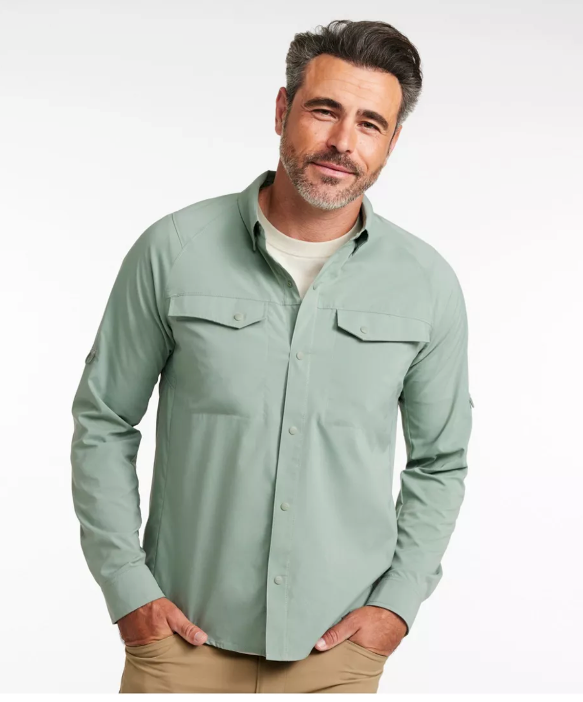 LL Bean Men's Tropicwear CoolPro Fishing Shirt, Long-Sleeve