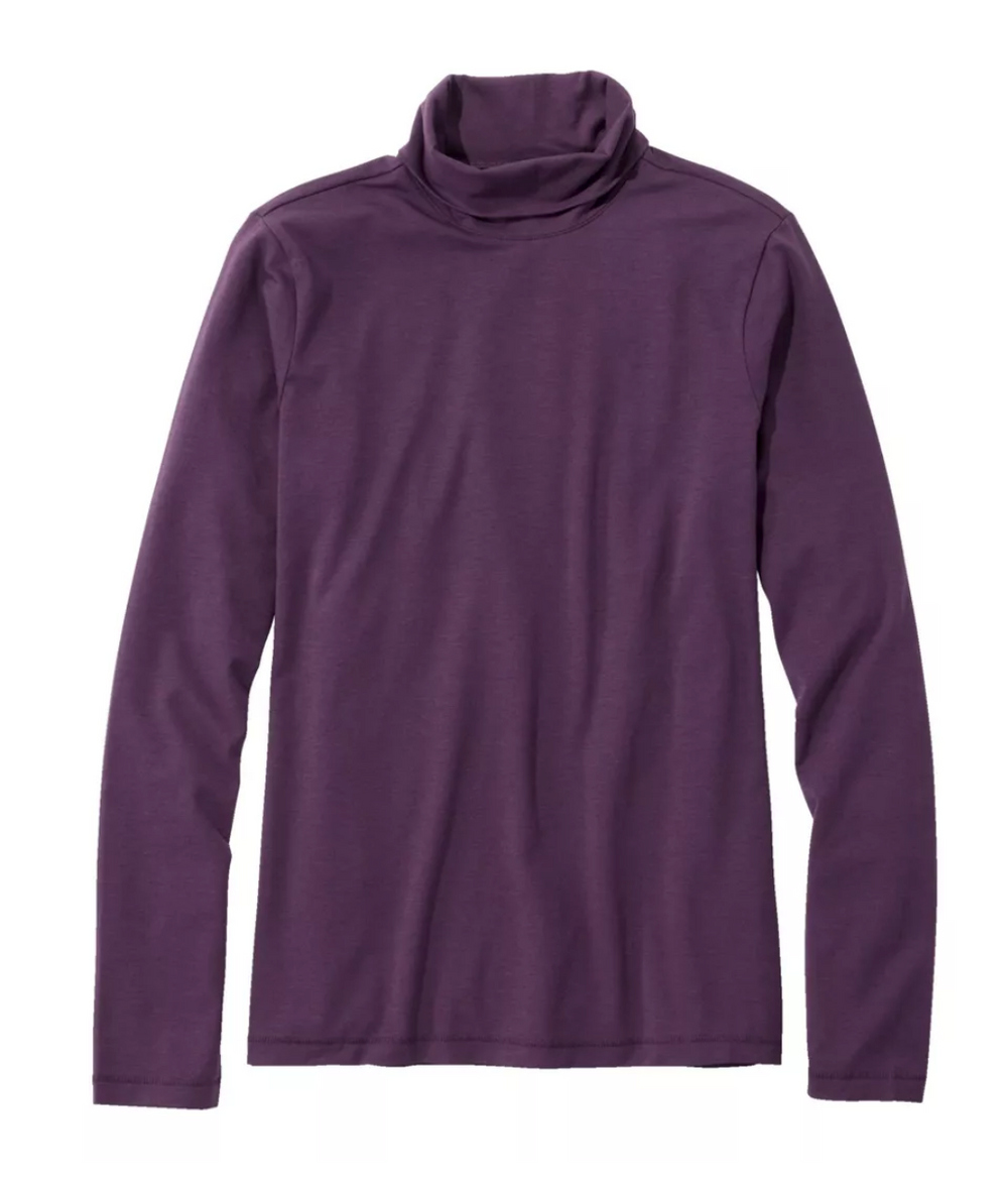 LL Bean Women's Soft Stretch Supima-Blend Tee, Turtleneck