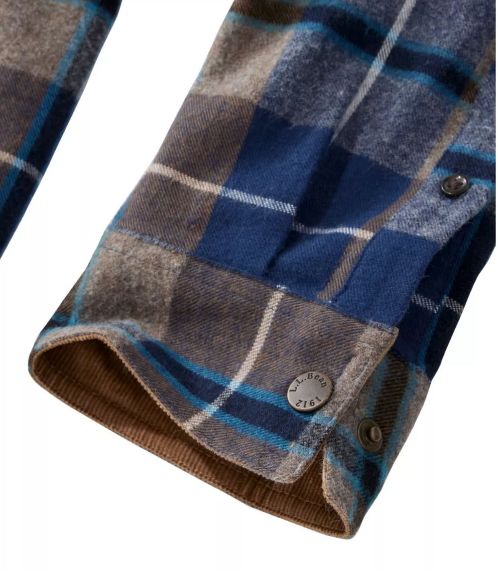 LL Bean Men's Scotch Plaid Flannel Shirt, Snap-Front, Slightly Fitted Untucked Fit
