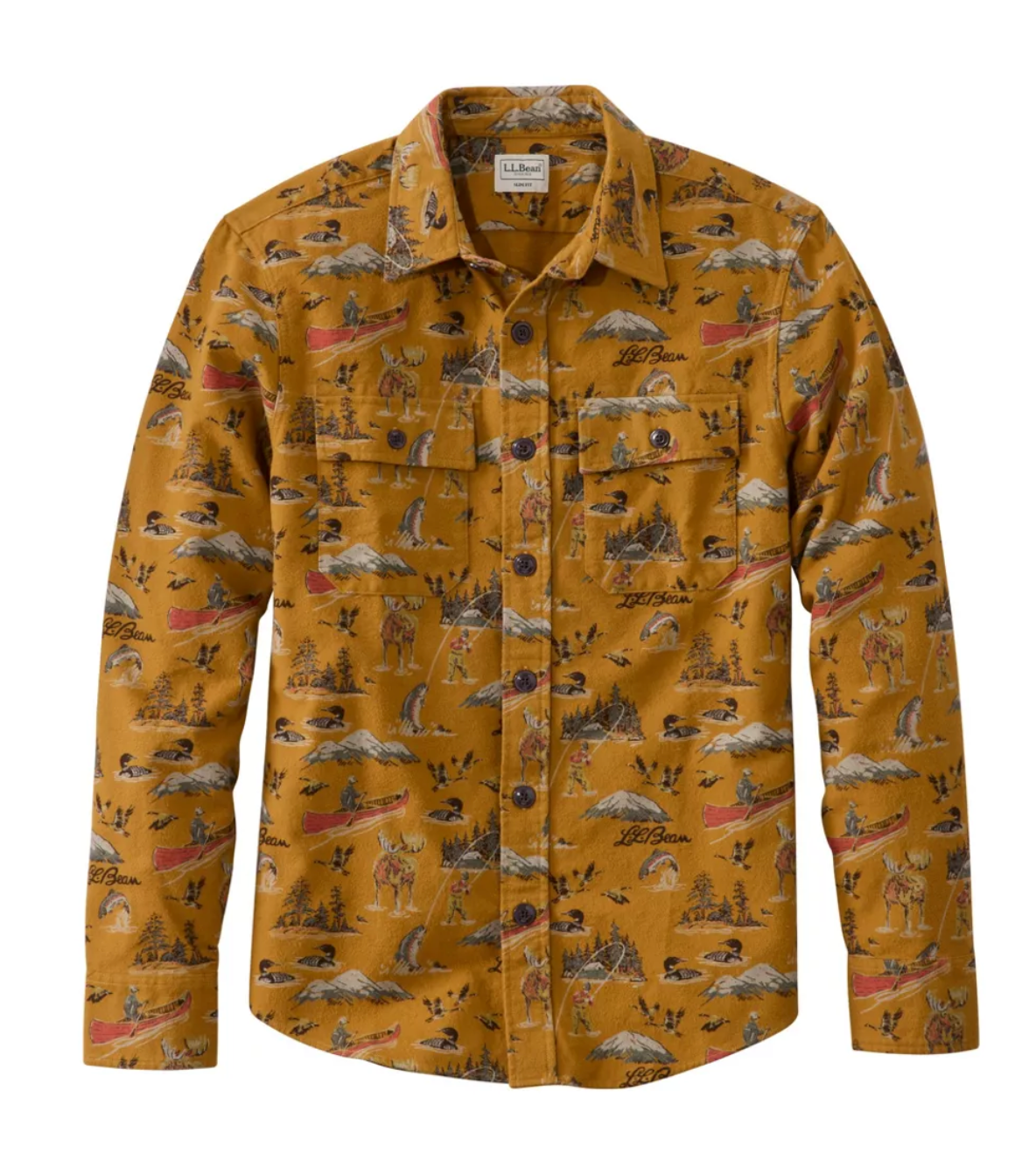 LL Bean Men's 1933 Chamois Cloth Shirt, Slim Fit, Print