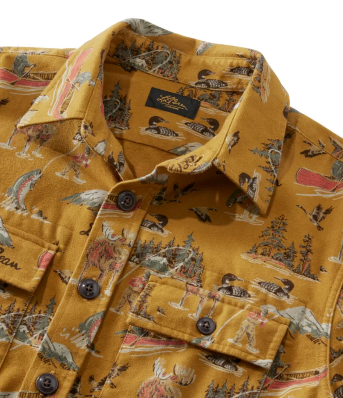 LL Bean Men's 1933 Chamois Cloth Shirt, Slim Fit, Print