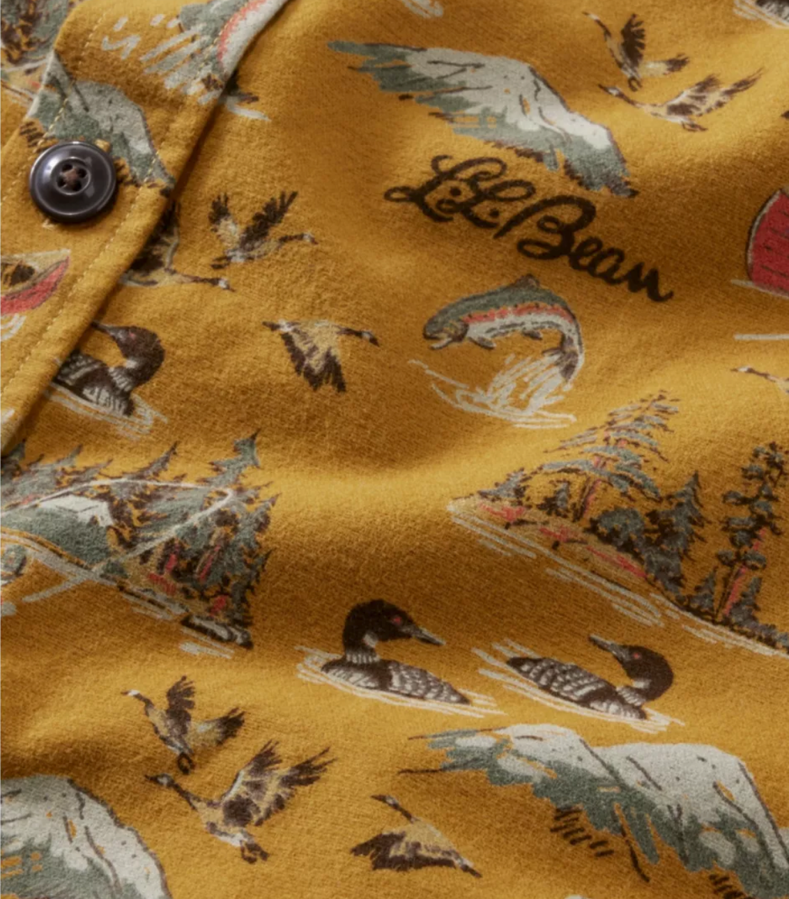 LL Bean Men's 1933 Chamois Cloth Shirt, Slim Fit, Print