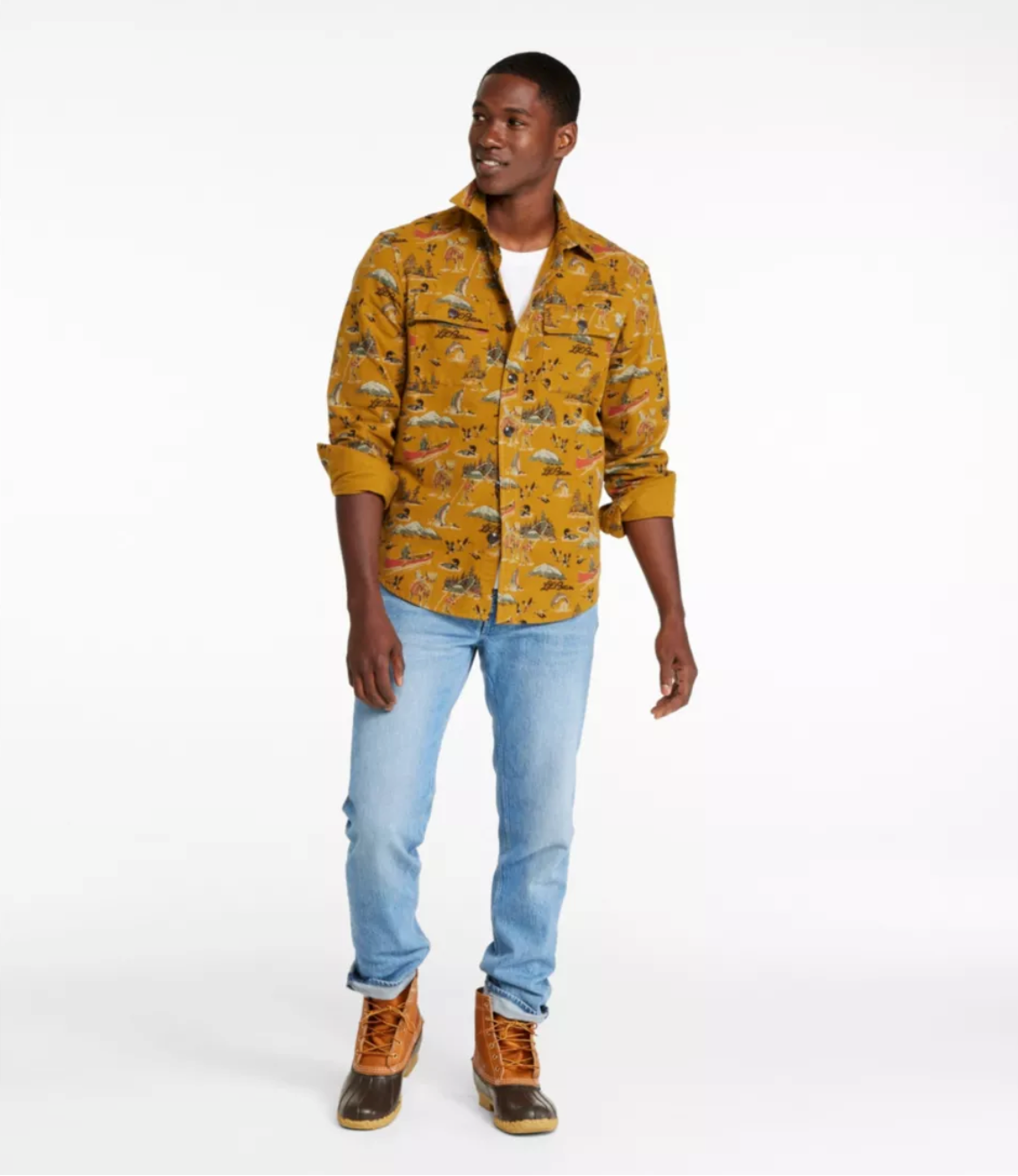 LL Bean Men's 1933 Chamois Cloth Shirt, Slim Fit, Print