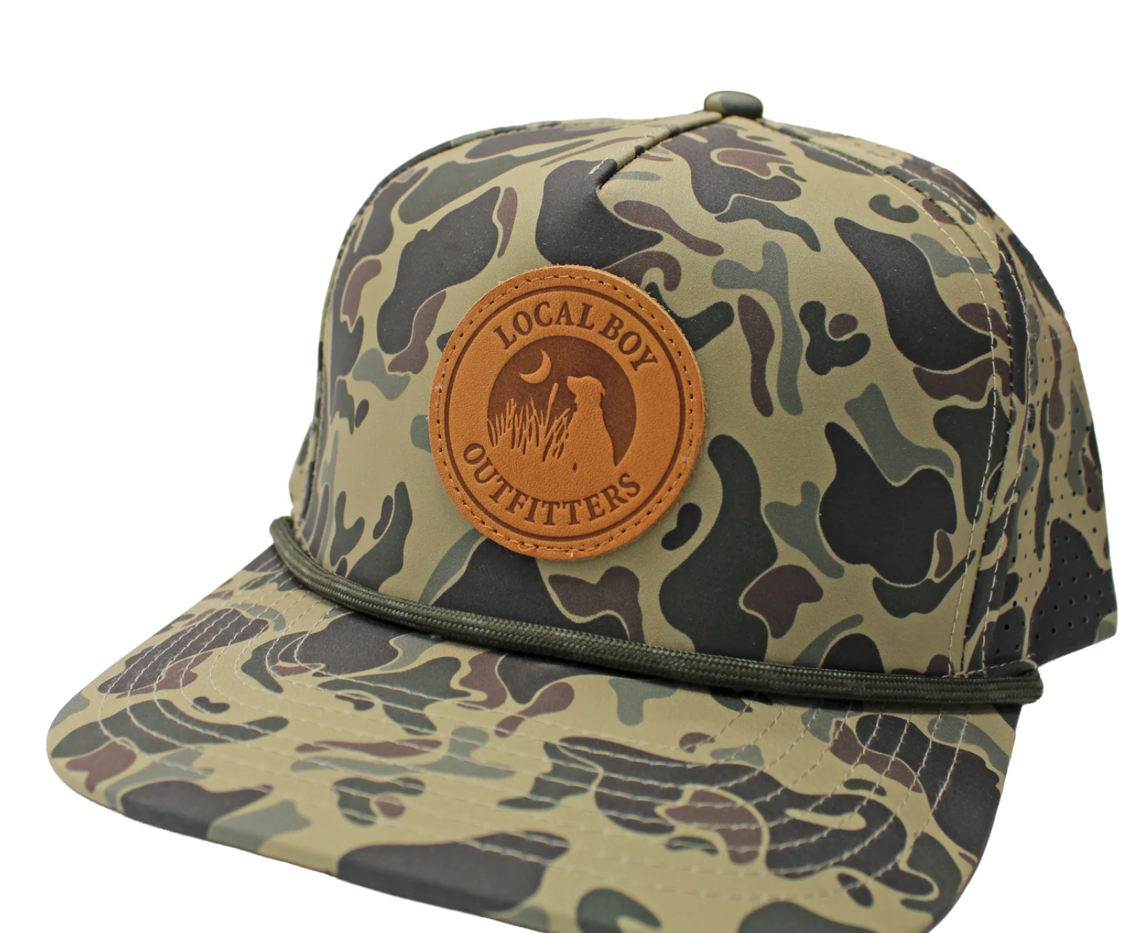 Local Boy Youth Leather Patch Perforated Rope Hat