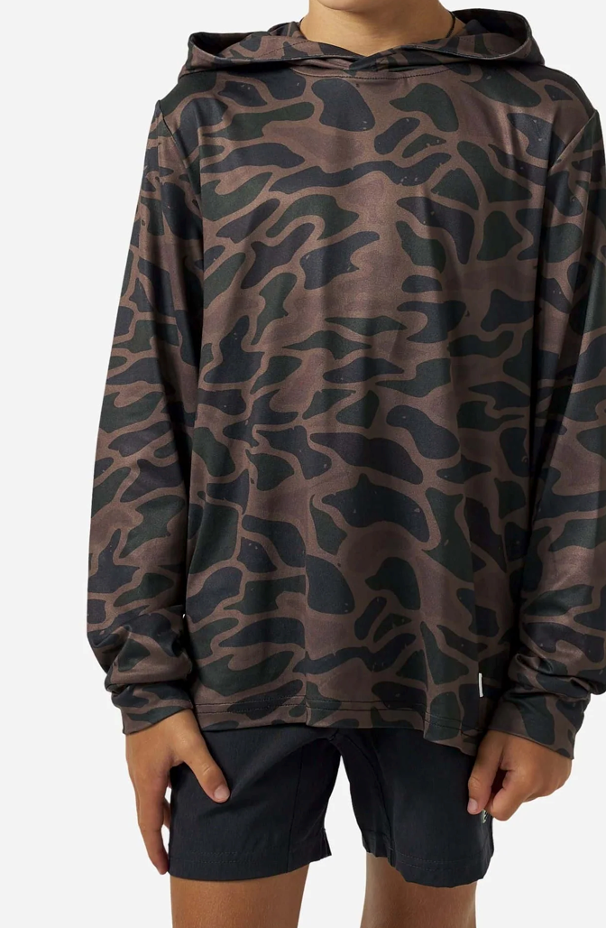 Burlebo Youth Performance Vintage Camo Long Sleeve Hoodie