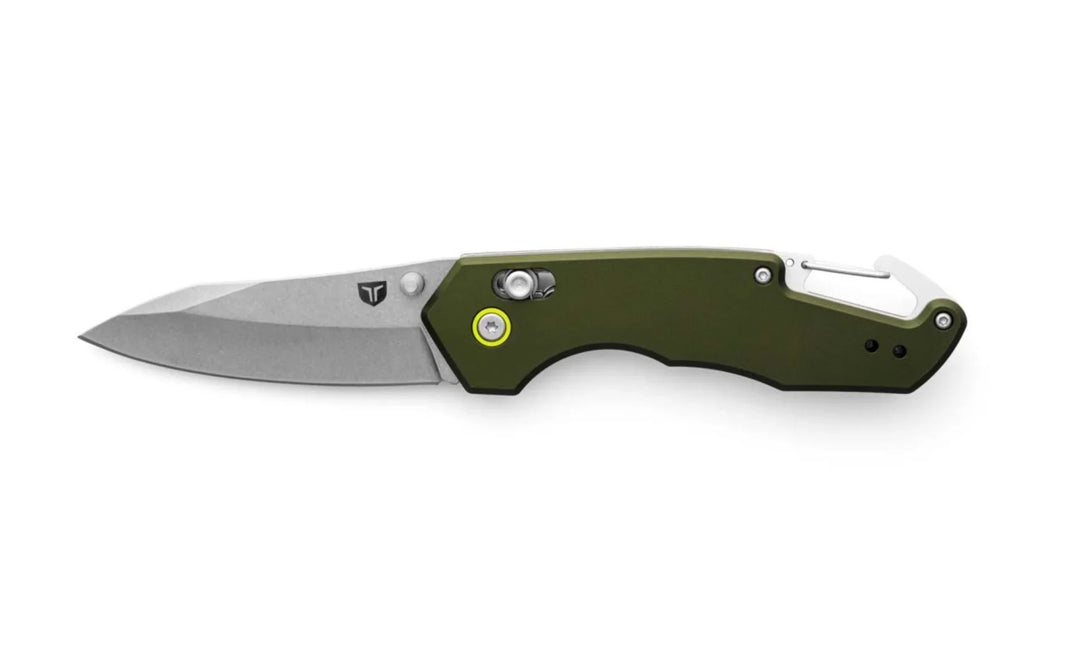 True REPOSE Wharncliffe Stainless Steel Outdoor Knife- Aluminum with Green Handle