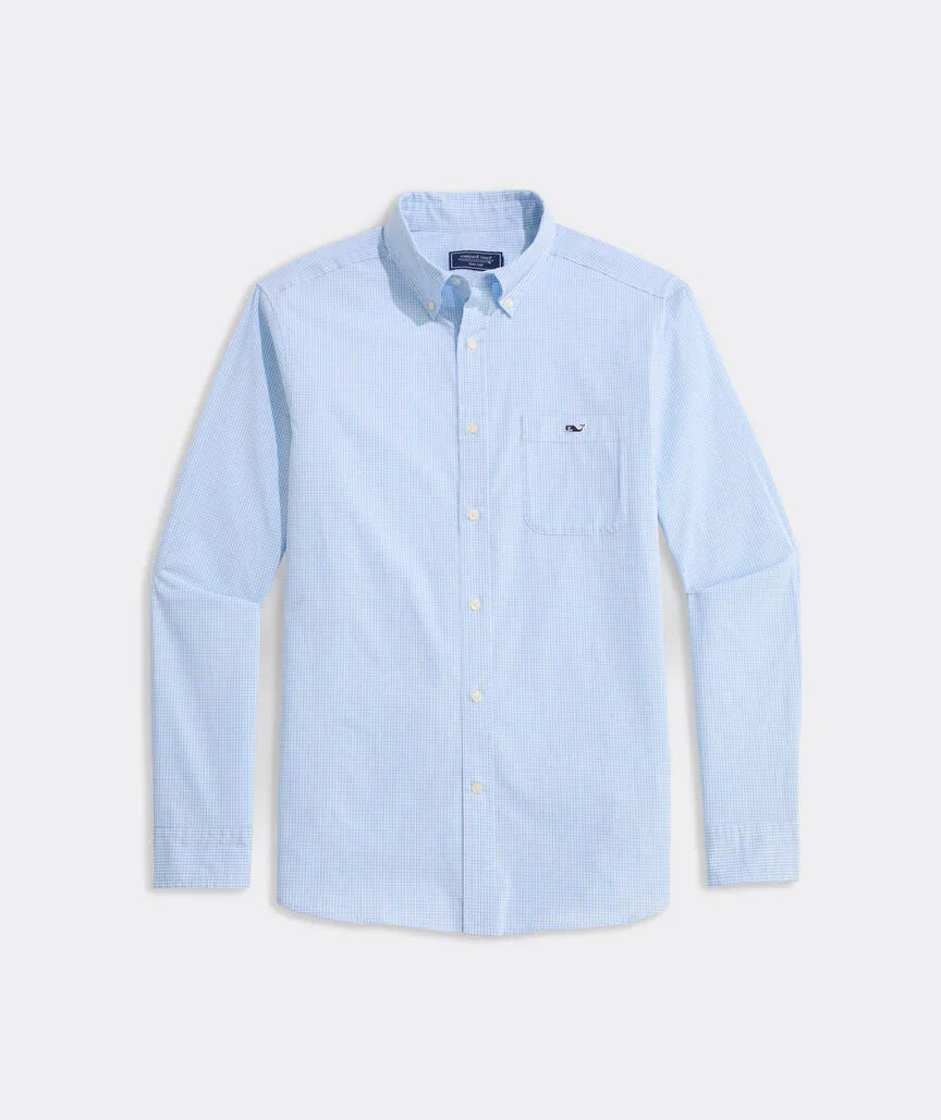 Vineyard Vines Anegada Gingham Longsleeve Shirt-Light Blue 