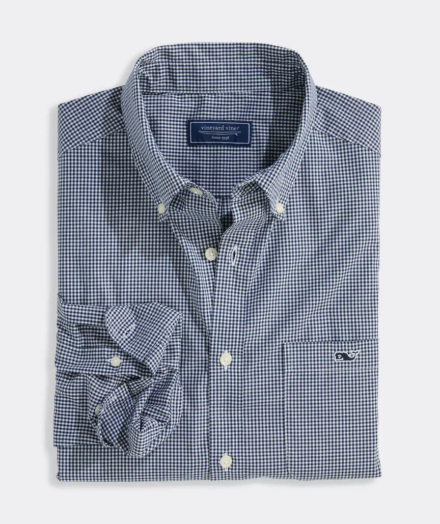 Vineyard Vines Anegada Gingham Longsleeve Shirt- Stripes Blue