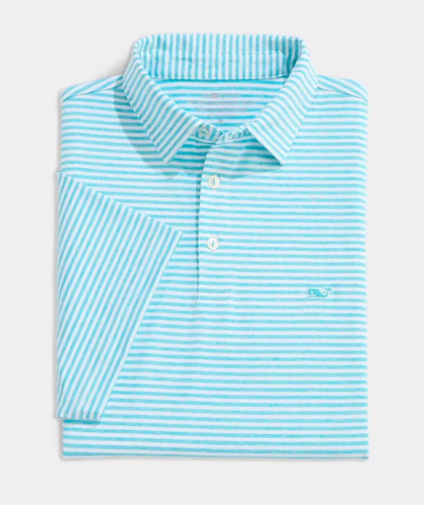  Vineyard Vines Signature Sankaty Bradley Stripe Polo Shirt- Blue Stripe