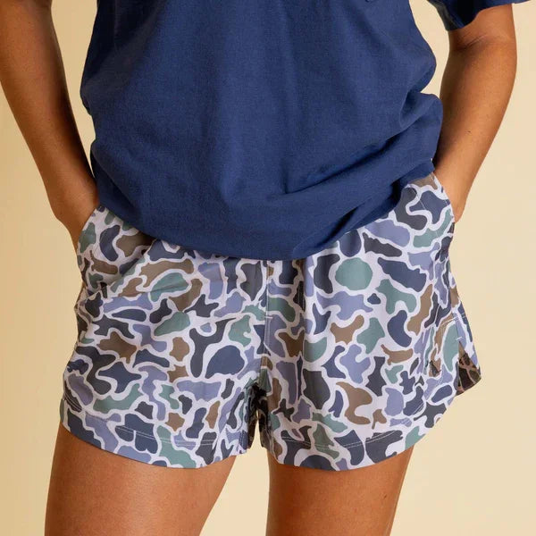 Woman wearing Local Girl Women Volley Camo Comfort Outdoor Short